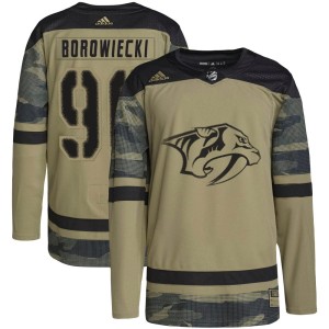 Youth Adidas Nashville Predators Mark Borowiecki Camo Military Appreciation Practice Jersey - Authentic