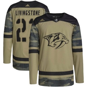 Youth Adidas Nashville Predators Jake Livingstone Camo Military Appreciation Practice Jersey - Authentic