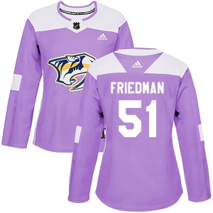 Women's Adidas Nashville Predators Mark Friedman Purple Fights Cancer Practice Jersey - Authentic