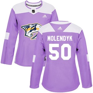 Women's Adidas Nashville Predators Tanner Molendyk Purple Fights Cancer Practice Jersey - Authentic