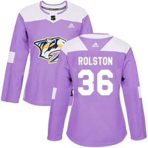 Women's Adidas Nashville Predators Ryder Rolston Purple Fights Cancer Practice Jersey - Authentic