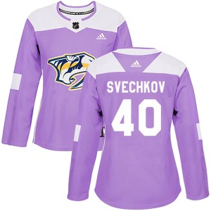 Women's Adidas Nashville Predators Fedor Svechkov Purple Fights Cancer Practice Jersey - Authentic