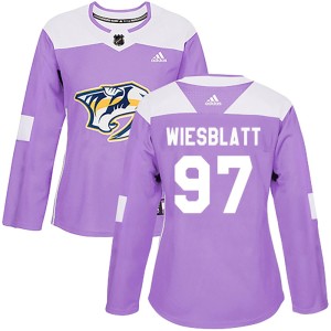 Women's Adidas Nashville Predators Oasiz Wiesblatt Purple Fights Cancer Practice Jersey - Authentic