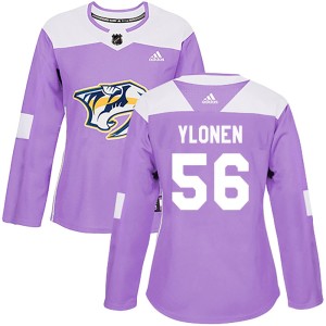 Women's Adidas Nashville Predators Jesse Ylonen Purple Fights Cancer Practice Jersey - Authentic