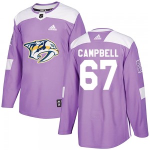 Men's Adidas Nashville Predators Alexander Campbell Purple Fights Cancer Practice Jersey - Authentic