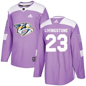 Men's Adidas Nashville Predators Jake Livingstone Purple Fights Cancer Practice Jersey - Authentic