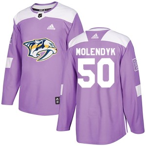 Men's Adidas Nashville Predators Tanner Molendyk Purple Fights Cancer Practice Jersey - Authentic