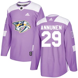 Youth Adidas Nashville Predators Justus Annunen Purple Fights Cancer Practice Jersey - Authentic