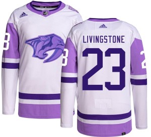Youth Adidas Nashville Predators Jake Livingstone Hockey Fights Cancer Jersey - Authentic