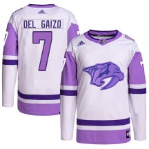 Youth Adidas Nashville Predators Marc Del Gaizo White/Purple Hockey Fights Cancer Primegreen Jersey - Authentic