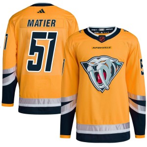 Youth Adidas Nashville Predators Jack Matier Yellow Reverse Retro 2.0 Jersey - Authentic