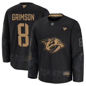 Men's Fanatics Nashville Predators Stu Grimson Black 2024 Military Appreciation Practice Jersey - Premium