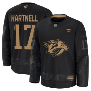Men's Fanatics Nashville Predators Scott Hartnell Black 2024 Military Appreciation Practice Jersey - Premium