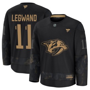 Men's Fanatics Nashville Predators David Legwand Black 2024 Military Appreciation Practice Jersey - Premium