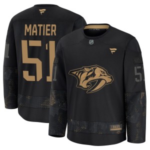 Men's Fanatics Nashville Predators Jack Matier Black 2024 Military Appreciation Practice Jersey - Premium