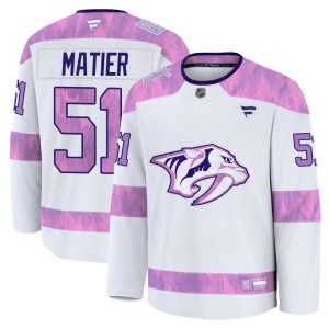 Youth Fanatics Nashville Predators Jack Matier White 2024 Hockey Fights Cancer Practice Jersey - Premium