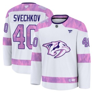 Youth Fanatics Nashville Predators Fedor Svechkov White 2024 Hockey Fights Cancer Practice Jersey - Premium