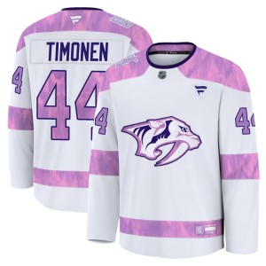Youth Fanatics Nashville Predators Kimmo Timonen White 2024 Hockey Fights Cancer Practice Jersey - Premium