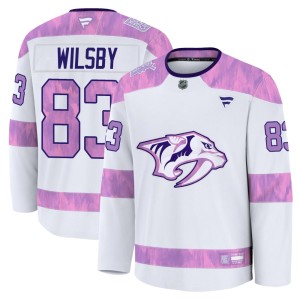 Youth Fanatics Nashville Predators Adam Wilsby White 2024 Hockey Fights Cancer Practice Jersey - Premium