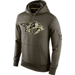 Men's Nike Nashville Predators Olive Salute To Service KO Performance Hoodie -